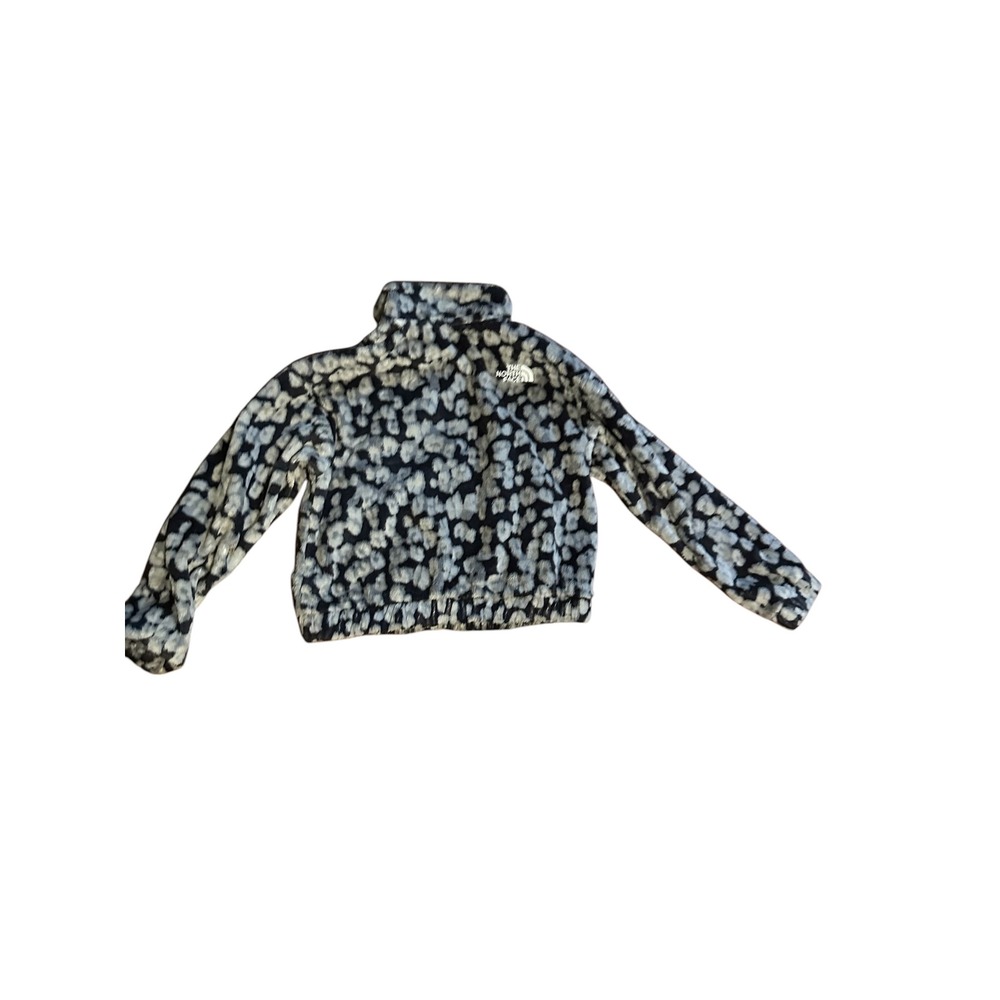 The North Face Girls Osito Fleece Jacket Grey Black Leopard Print L 14/16